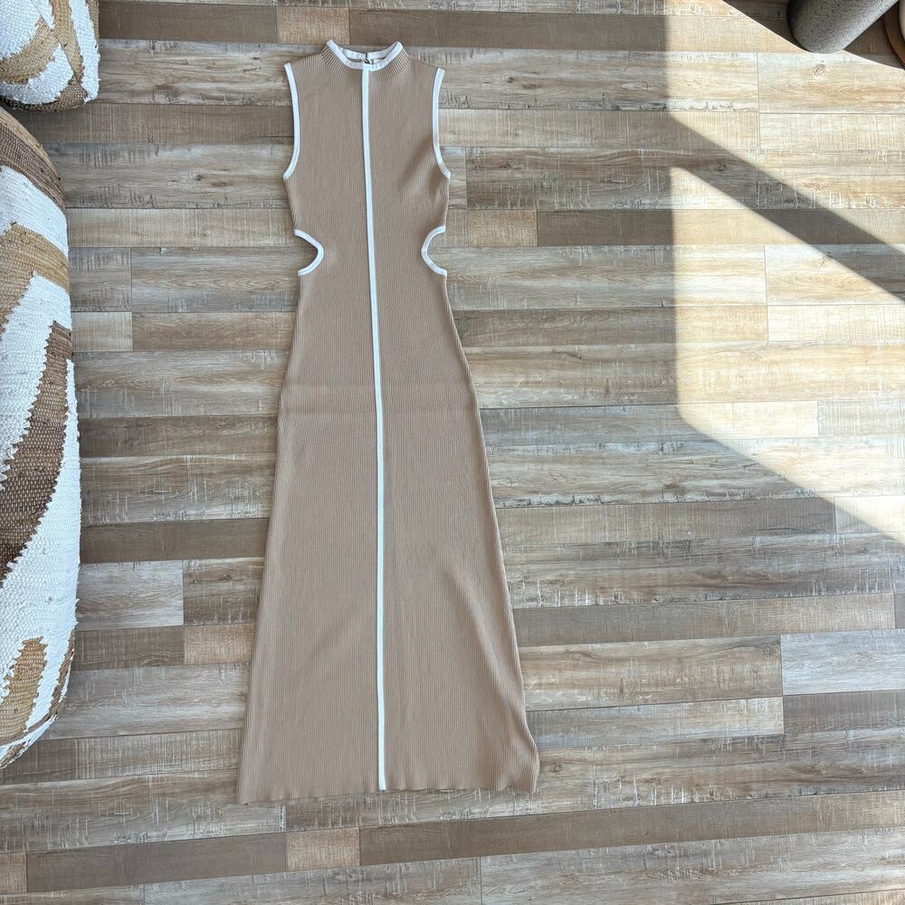 DISSH Binding Wheat Knit Maxi Dress High Neck Cut Out ribbed size L - Picture 4 of 7